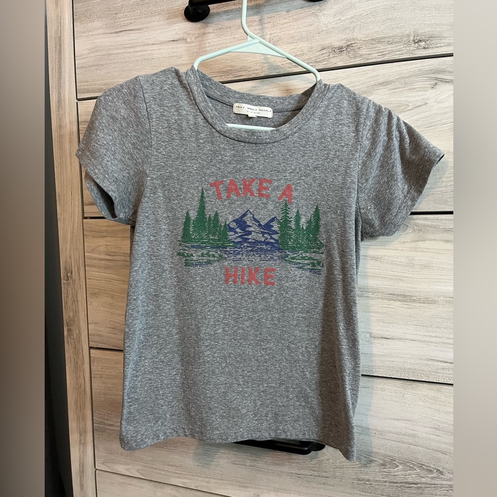 Truly Madly Deeply Take a hike grey tee Small